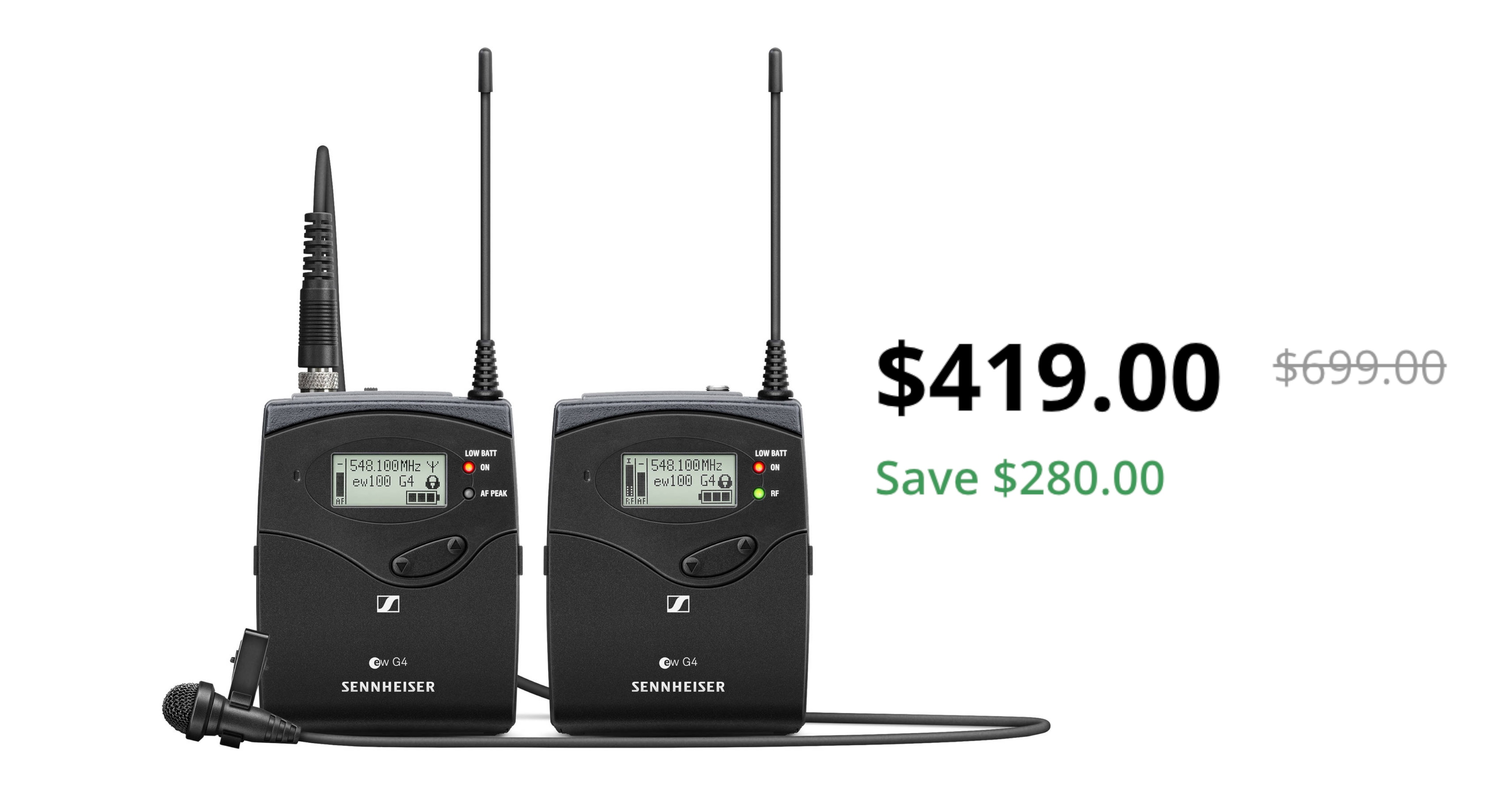 Sennheiser EW 112P G4 Camera-Mount Wireless Omni Lavalier Microphone System on sale for $419 USD