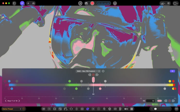 CineMon 2.0 false color Mac Режим ложных цветов в приложении CineMon 2.0 на Mac